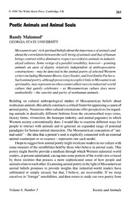 263 Poetic Animals and Animal Souls Randy Malamud1 GEORGIA