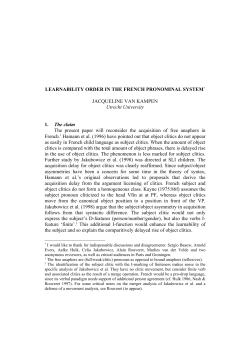 Learnability order in the French pronominal system