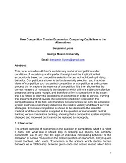 Competition Creates Economics - Society for the Development of