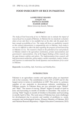 food insecurity of rice in pakistan