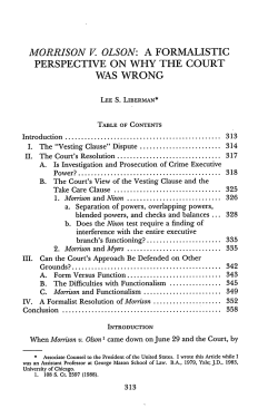 morrison v olson: a formalistic - American University Law Review