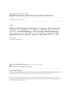 Effects Of Vitamin E Isomer, Gamma Tocotrienol (GT3)