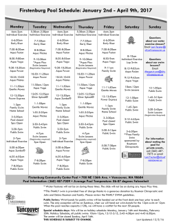 Firstenburg Pool Schedule: January 2nd
