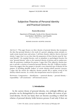 Subjective Theories of Personal Identity and Practical Concerns