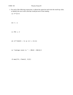 COSC 101 Practice Exam #1 1. For each of the following
