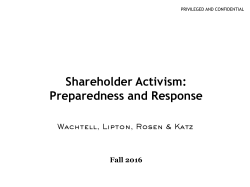 Shareholder Activism: Preparedness and