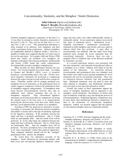Conventionality, Similarity, and the Metaphor / Simile
