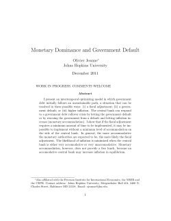 Monetary Dominance and Government Default