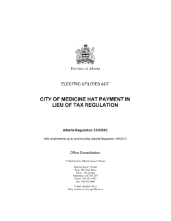 CITY OF MEDICINE HAT PAYMENT IN LIEU OF TAX REGULATION