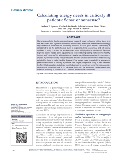 Calculating energy needs in critically ill patients: Sense or nonsense?