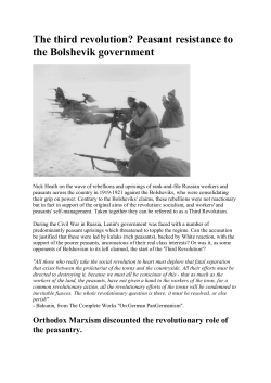 The third revolution? Peasant resistance to the Bolshevik