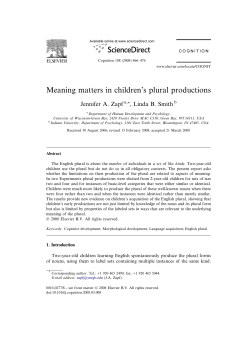 Meaning matters in children`s plural productions