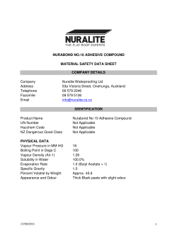 NURABOND NO.10 ADHESIVE COMPOUND MATERIAL SAFETY