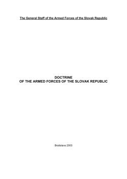 DOCTRINE OF THE ARMED FORCES OF THE SLOVAK REPUBLIC
