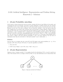 15-381 Artificial Intelligence: Representation and Problem Solving