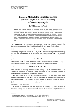 of Short Length in a Lattice, Including a
