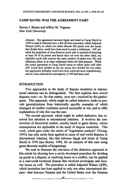 camp david: was the agreement fair? introduction