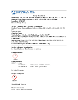 Safety Data Sheet Product No. 815-210, 815-212, 815-214, 815