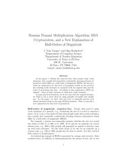 Russian Peasant Multiplication Algorithm, RSA Cryptosystem, and a