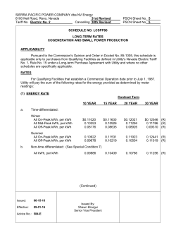 Long-Term Rates, Cogeneration and Small Power