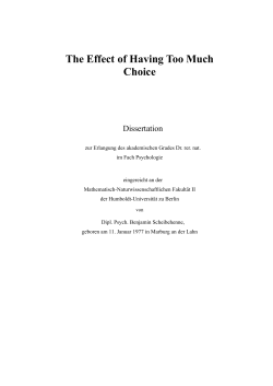 The Effect of Having Too Much Choice - Humboldt
