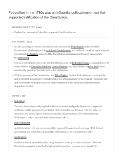 Federalism in the 1780s was an influential political