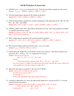 Answer Key to Worksheet 10