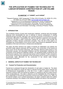 The Application of Foamed Tar Technology to Labour Intensive