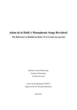 Adam de la Halle`s Monophonic Songs Revisited