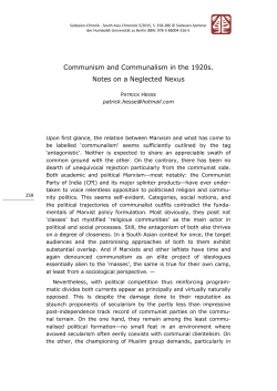 Communism and Communalism in the 1920s. Notes on a Neglected