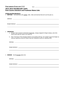 FRESHMAN ENGLISH 212 2015-2016 VOCABULARY LISTS from