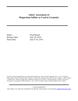 Safety Assessment of Magnesium Sulfate as Used in Cosmetics