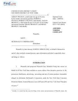 Ashley Pelman, et al. v. McDonald`s Corp.