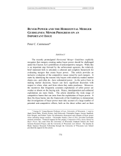 Buyer Power And The Horizontal Merger Guidelines
