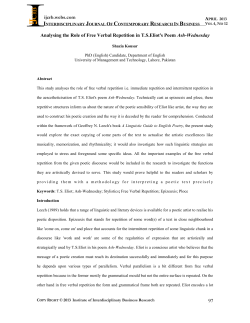 Analysing the Role of Free Verbal Repetition in TS Eliot`s Poem