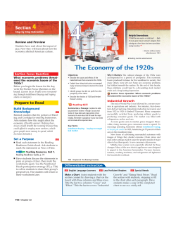 The Economy of the 1920s - HASTworldhistory9thgrade
