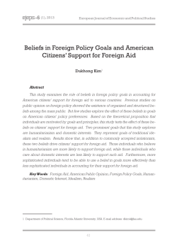 Beliefs in Foreign Policy Goals and American Citizens` Support for