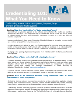 Credentialing 101 - National Athletic Trainers` Association