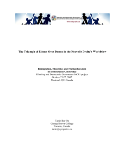 The Triumph of Ethnos Over Demos in the Nouvelle Droite`s Worldview