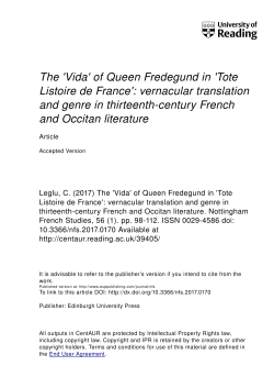 the vida of queen fredegund in tote listoire de france: vernacular