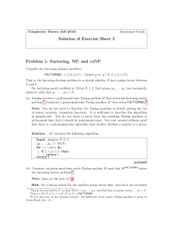 Solution of Exercise Sheet 3 Problem 1: Factoring, NP, and coNP