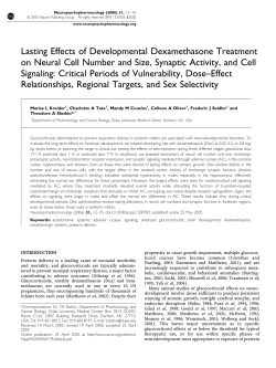 Lasting Effects of Developmental Dexamethasone