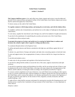 U.S. Constitution, Article, 1 Sec. 8