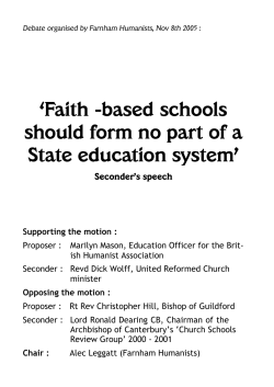 Faith Based Schools debate - Temple Cowley United Reformed