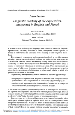 Introduction Linguistic marking of the expected vs. unexpected in