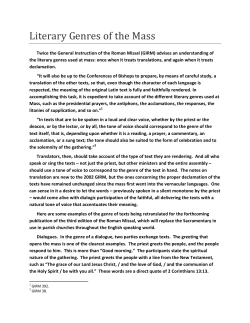 Literary Genres of the Mass