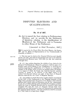 DISPUTED ELECTIONS AND QUALIFICATIONS.