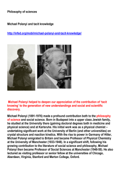 Philosophy of sciences Michael Polanyi and tacit