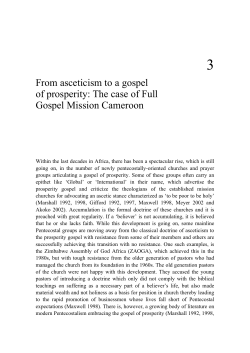 From asceticism to a gospel of prosperity: The case of Full Gospel
