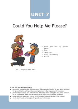 UNIT 7 Could You Help Me Please?